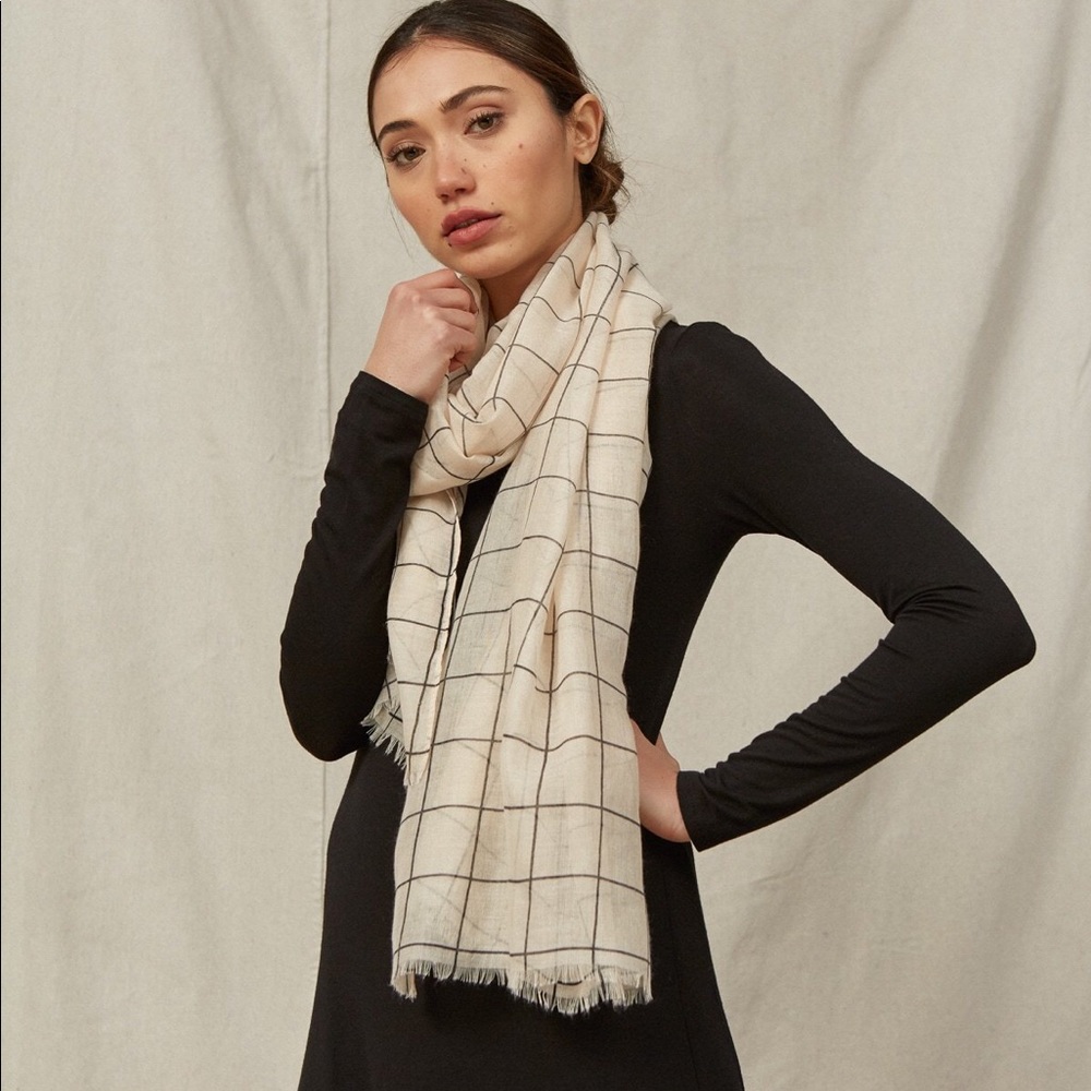 Rachel Pally Cream Grid Scarf